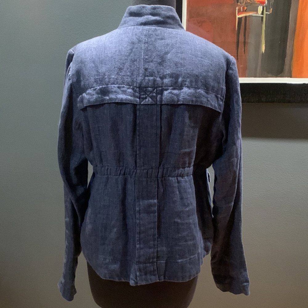 🎉🎊HOST PICK🎊🎉 Nanette Lepore navy 100% linen drawstring waist jacket, sz 6 - Picture 6 of 11